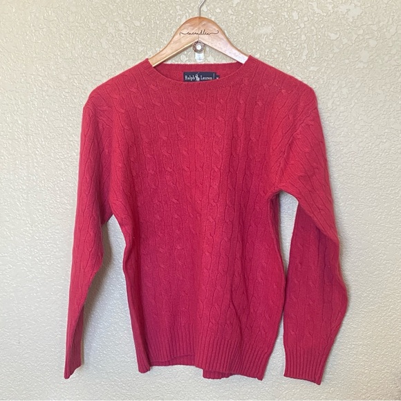 Ralph Lauren Sweaters - Ralph Lauren Women's Cable Knit Crewneck Sweater - Red